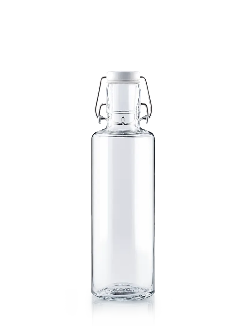 Trinkflasche / Wasserflasche aus Glas 600ml ohne Druck mit Frontansicht