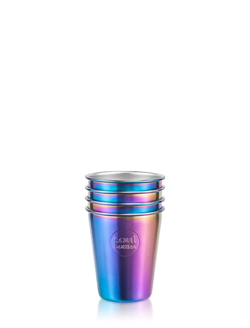 4er Set Trinkbecher aus Edelstahl 0,3l im utopia regenbogen-Look